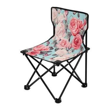 Imagem de Wassud Cadeira de acampamento leve portátil primavera flor cadeira dobrável ao ar livre Oxford pano cadeira de praia para jardim praia pesca