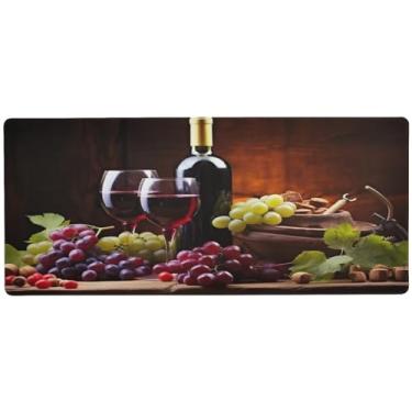 Imagem de Wassud Mouse pad de uvas e vinho para jogos com base de borracha antiderrapante, mouse pad longo com borda costurada, almofada grande à prova d'água para escritório, casa, 80 cm x 39,9 cm