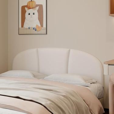 Imagem de Yutianli Cabeceira estofada Queen Size 149.9 cm x 50.8 cm Wall Mounted Peel and Stick Cabeceira branca anticolisão acolchoado