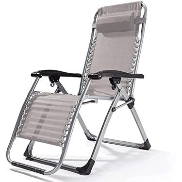 Imagem de Cadeira reclinável, cadeira de gravidade zero, espreguiçadeira, espreguiçadeira, escritório, almoço, cama de solteiro com almofadas ajustáveis para descanso de cabeça para gramado, piscina, quintal