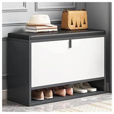 Imagem de FAMEOYA Banco para trocar sapatos para casa armário de sapatos banco de sofá banco de madeira multifuncional bolsa macia almofada banco de sapatos moderno minimalista multicamadas sapateira 60 x 24 x