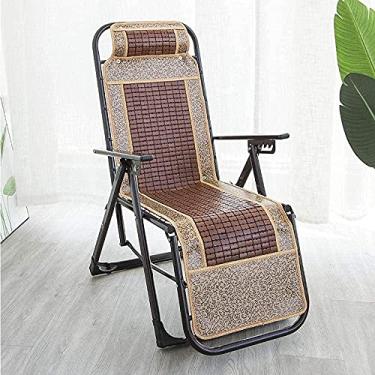 Imagem de YYBOES Cadeira dobrável portátil reclinável reclinável espreguiçadeira pátio cadeiras de gramado reclináveis cadeira de bambu idosos terraço de verão varanda cadeira de vime casa praia-B-A