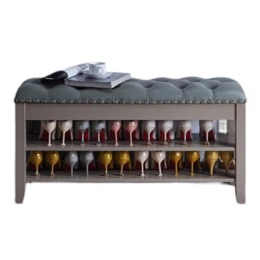 Imagem de FAMEOYA Banco de sapatos simples de madeira para troca de sapatos para porta de casa, almofada de armário de sapatos, banco de armazenamento, banco de chuveiro para chuveiro interno (C 120 cm)