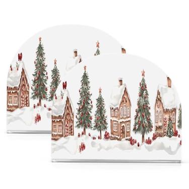 Imagem de Wassud Porta-guardanapos de acrílico para casa de pão de gengibre, dispensador de guardanapo de papel moderno em forma de U para mesa, cozinha, sala de jantar, bancada 2 peças (comporta 50-60