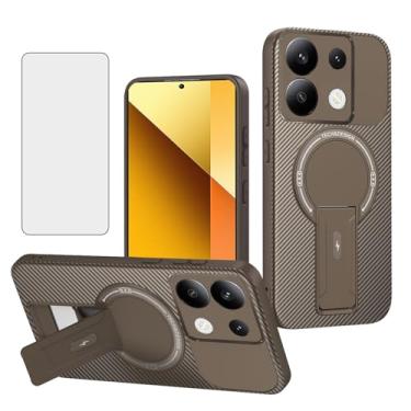 Imagem de Asuwish Capa de telefone para Xiaomi Redmi Note 13 5G capa magnética de fibra de carbono com protetor de tela de vidro temperado e suporte protetor fino macio acessórios para celular Note13 135G