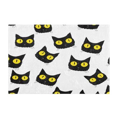 Imagem de Burbuja Tapete de banho fofo com cara de gato preto, tapete de banheiro absorvente extra macio com suporte antiderrapante para banheiro, banheira, chuveiro, 40 x 61 cm