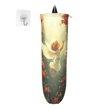 Imagem de xigua Suporte de parede para saco de plástico para Dia dos Namorados com cordão, pacote com 2, organizador de sacolas de compras reutilizáveis para bolsas, meias, roupas íntimas e gravatas