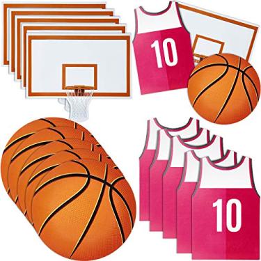 Imagem de 90 peças de recortes de papel de batedeira recortes de cartão de basquete recortes decorações temáticas de festa de basquete, 14 cm de comprimento