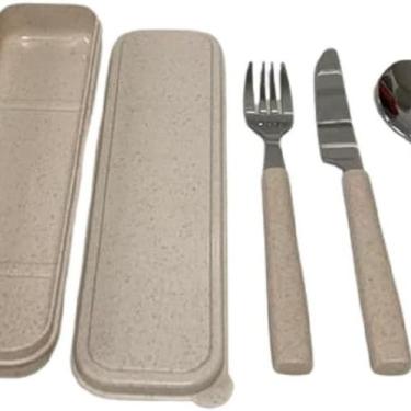 Imagem de Jogo de Talheres com estojo Garfo Faca Colher Inóx e Cabo Biodegradáve