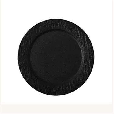 Imagem de placa profunda Placa de bife comida ocidental placa chinesa casa branca simples café da manhã sobremesa plana restaurante cozinha(Preto,Médio)