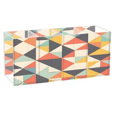 Imagem de CEBUGI Porta-lápis de acrílico com 4 compartimentos, organizador de lápis transparente, suporte de pincel de maquiagem com fundo colorido, para armazenamento em mesa de escritório em casa