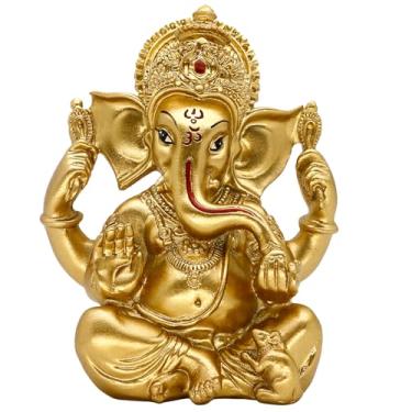 Imagem de Estátua Indiana Ganesh Decoração Diwali - Presentes de Deus Hindu Diwali Pequena Cor Dourada Lord Ganesha Idol Casa Mandir Pooja Murti Item Meditação Yoga Sala Altar Decoração Diwali Puja Presentes