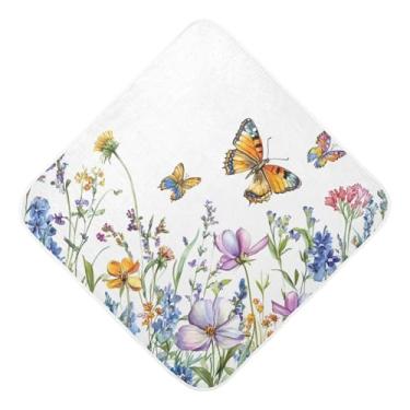 Imagem de STAYTOP Toalhas de bebê primavera lindas flores de musselina com capuz, toalha de banho super macia, toalhas de banho absorventes para banho recém-nascido unissex 76 x 76 cm