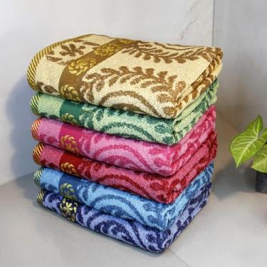 Imagem de Kit Toalhas de Banho Estampada Grande 140x70cm Felpuda Macia Bordada Sortida – Ideal para Banho Praia e Viagens (2 Toalhas)