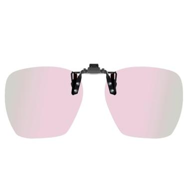 Imagem de Xfeel Óculos de sol Clip On Flip Up para homens e mulheres Óculos de sol polarizados quadrados de encaixe sobre óculos de grau, A04- Rosa, A04- Pink