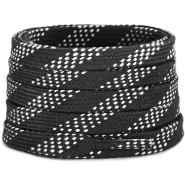 Imagem de Lacesgian Cadarços de skate de hóquei no gelo de poliéster encerado de grau profissional – Cadarços de substituição duráveis com ponta moldada para patins de gelo e botas, Preto, 120"/300cm