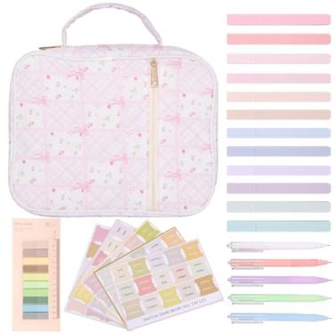 Imagem de KTZCTPCA Kit de bolsa de diário da igreja, capa bíblica de mão para mulheres, bolsa de livro bíblico com material de estudo para retiros, peregrinações, reuniões, presente cristão (borboleta xadrez)