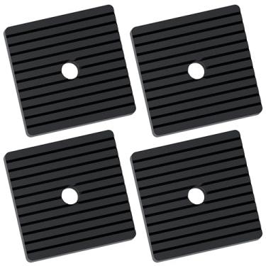 Imagem de Pacote com 4 almofadas de choque 10 x 10 x 2,5 cm, serve para compressor de ar, gerador, máquina de lavar, esteira, lavadora e secadora HVAC
