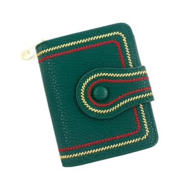 Imagem de Bolsa feminina compacta com zíper curto com 12 compartimentos para cartão e bolso com zíper, organizador de couro sintético leve estilo coreano para itens essenciais do dia a dia, acessório pronto