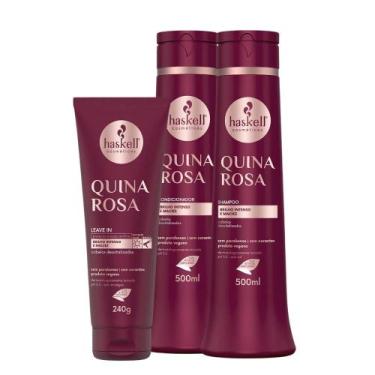 Imagem de Kit Quina Rosa Haskell Shampoo e Condicionador 500ml + Leave in 240g