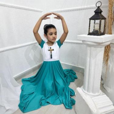 Imagem de Vestido Infantil de Dança Coreografia CRUZ LEÃO Moda Meninas, Verde ja