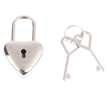 Imagem de 1 conjunto de mini cadeado em forma de coração com trava de chave para viagem, casamento, caixa de joias, diário, livro, mala