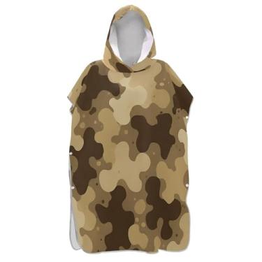 Imagem de TSENQUE Roupão para trocador de poncho de surfe marrom bege para Adul ponchos adultos vestíveis para mulheres toalha de banho com capuz de praia