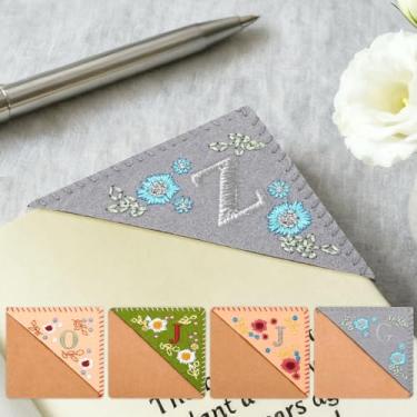 Imagem de 1 marcador de página de tecido de 9,5 x 9,5 cm, marcador de página bordado, costura decorativa para escritório, estudo, material escolar, acessórios, inverno, letra Z