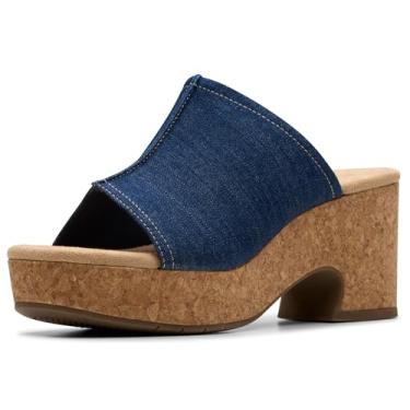 Imagem de Clarks Sandália feminina de salto Nerisa Vine, Tecido jeans escuro, 36