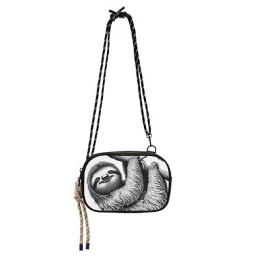 Imagem de Pequena bolsa transversal feminina bolsa de ombro pequena bolsa de ombro mini carteira moderna para iphone bolsa fofa preguiça cinza