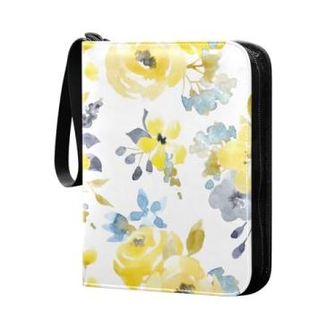 Imagem de Aquarela brilhante verão amarelo azul organizador de cartão de jogo, suporte para fichário, presentes para colecionadores de cartões, presentes de festival para colecionador de cartões