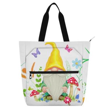 Imagem de Linda sacola feminina de primavera de jardim de gnomo para trabalho, faculdade, escola, bolsa, presente para professores, para amantes de livros