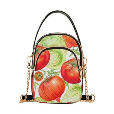 Imagem de Bolsa de ombro transversal floral preta e cinza, bolsas transversais femininas, bolsas transversais femininas, Aquarela com tomate - 2, One Size