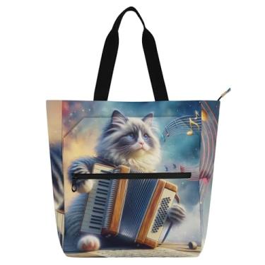 Imagem de GAIGEO Linda bolsa de trabalho feminina de lona com zíper para professores, presente para amantes de livros