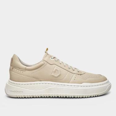Imagem de Tênis Couro Democrata Denim Block Masculino, Creme, 40