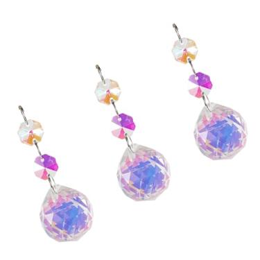 Imagem de 3 peças Crystal Sun Catchers Pingente de prisma de cristal transparente para decoração de casa janela interna ao ar livre jardim escritório carro decoração