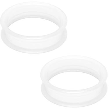 Imagem de Gadeaila Kit de alargadores de orelha de silicone sólido de plástico espesso transparente - Conjunto de alargador de orelha preto de 50 mm para mulheres e homens, 6mm, Plástico Borracha Silicone, Não