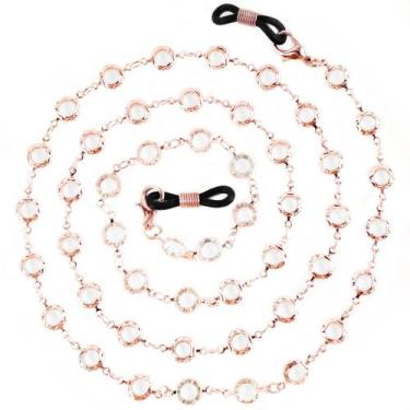 Imagem de Corrente de óculos BILIONE Crystal Beaded 76 cm em ouro rosa