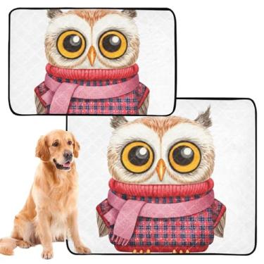 Imagem de TSENQUE Tapetes de xixi para cães à prova d'água tapete de cercadinho vintage coruja xadrez branco fofo para animais de estimação almofada reutilizável para filhotes de cachorro tapete absorvente
