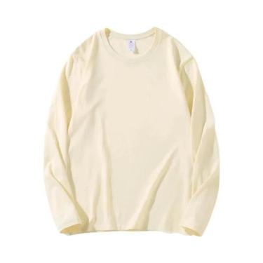 Imagem de Camisetas Femininas De Algodão De Manga Longa Com Decote Redondo E Est