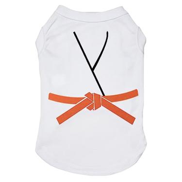 Imagem de Petitebella Camisa de judô karatê Taekwondo Jersey Puppy Dog (branca/laranja, grande)
