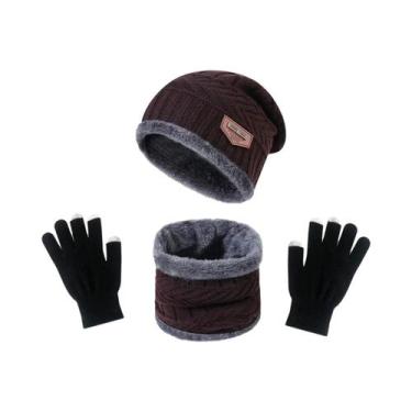 Imagem de Conjunto De Gorro, Cachecol E Luvas De Veludo Quente Para Inverno Para