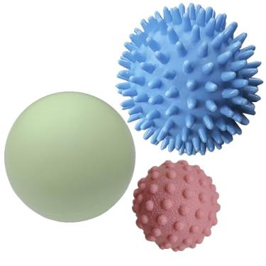 Imagem de 3 bolas de lacrosse de massagem firme para liberação miofascial, nós musculares, terapia de ponto de gatilho, massagem profunda de ioga, alívio da dor da fascite plantar, bola massageadora de dor