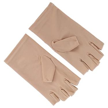 Imagem de Generic Luvas de Manicure Em Gel de Meio Dedo, Material de Algodão de Fibra Seguro e Ambiental, 1 par para Uso Profissional (Bege)