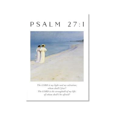 Imagem de Coleção de Salmos das Escrituras Monet Van Gogh Famosa Pintura em Aquarela Impressão Verso da Bíblia Pôster em Tela Decoração de Parede de Casa Cristã (SKU18,12x40,6 cm = (30 x 40 cm), sem moldura)