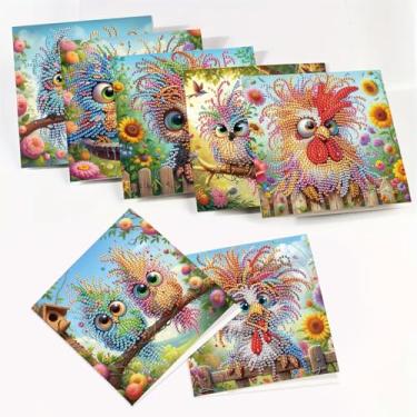 Imagem de LazyFold 8 peças DIY arte diamante pintura cartões comemorativos com envelopes, papagaios coloridos todas as ocasiões kit de cartão de notas para mulheres, cartões de agradecimento feitos à mão