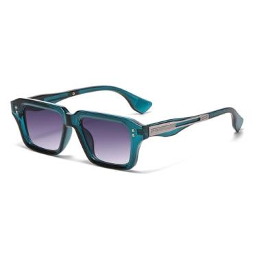 Imagem de Óculos de Sol UV400 - Lentes Transparentes com Estampa de Leopardo Degradê e Rebites para Homens e Mulheres, Ideais para Esportes ao Ar Livre, Corrida e Ciclismo, Cor Azul e Cinza (C4)
