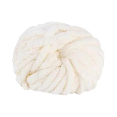 Imagem de Esquirla Fio de lã super grosso de 0,8 polegadas, fio jumbo para manta de tricô DIY, Branco