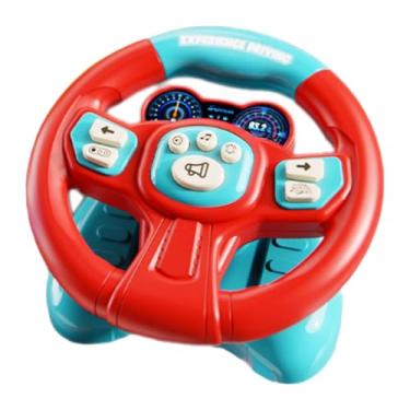 Imagem de MERIGLARE Volante de brinquedo para brincar de dirigir, com música e luzes, para crianças, Vermelho