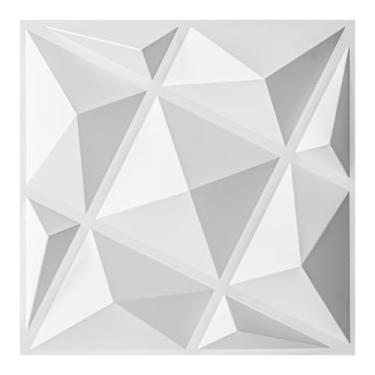 Imagem de Art3dwallpanels Pacote com 20 painéis de parede 3D para decoração de parede interior, 30 cm x 30 cm painéis de diamante com detalhes brancos para sala de jogos, quarto, fundo de TV, branco